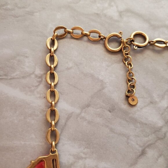 🎀 Stella and Dot Hot Neon Rhinestones Crystals Vintage Antiqued Gold Statement - Picture 8 of 13